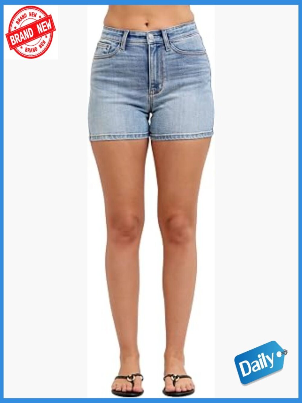 High Waist Slim Fit Frayed Hem Jean Shorts